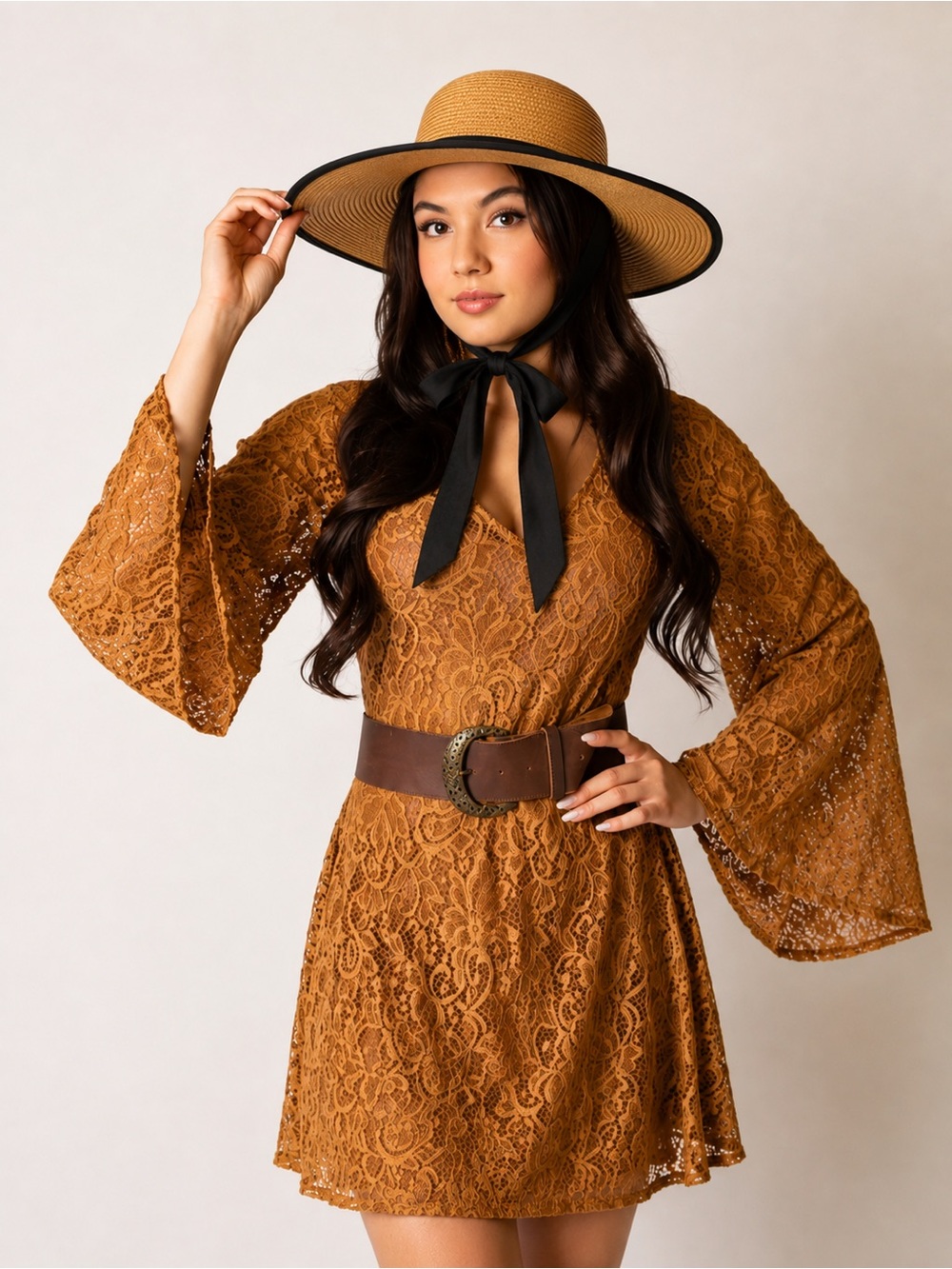Joyfolie Gail Fairfield Gold Lace Dress XS NWT + San Diego Hat